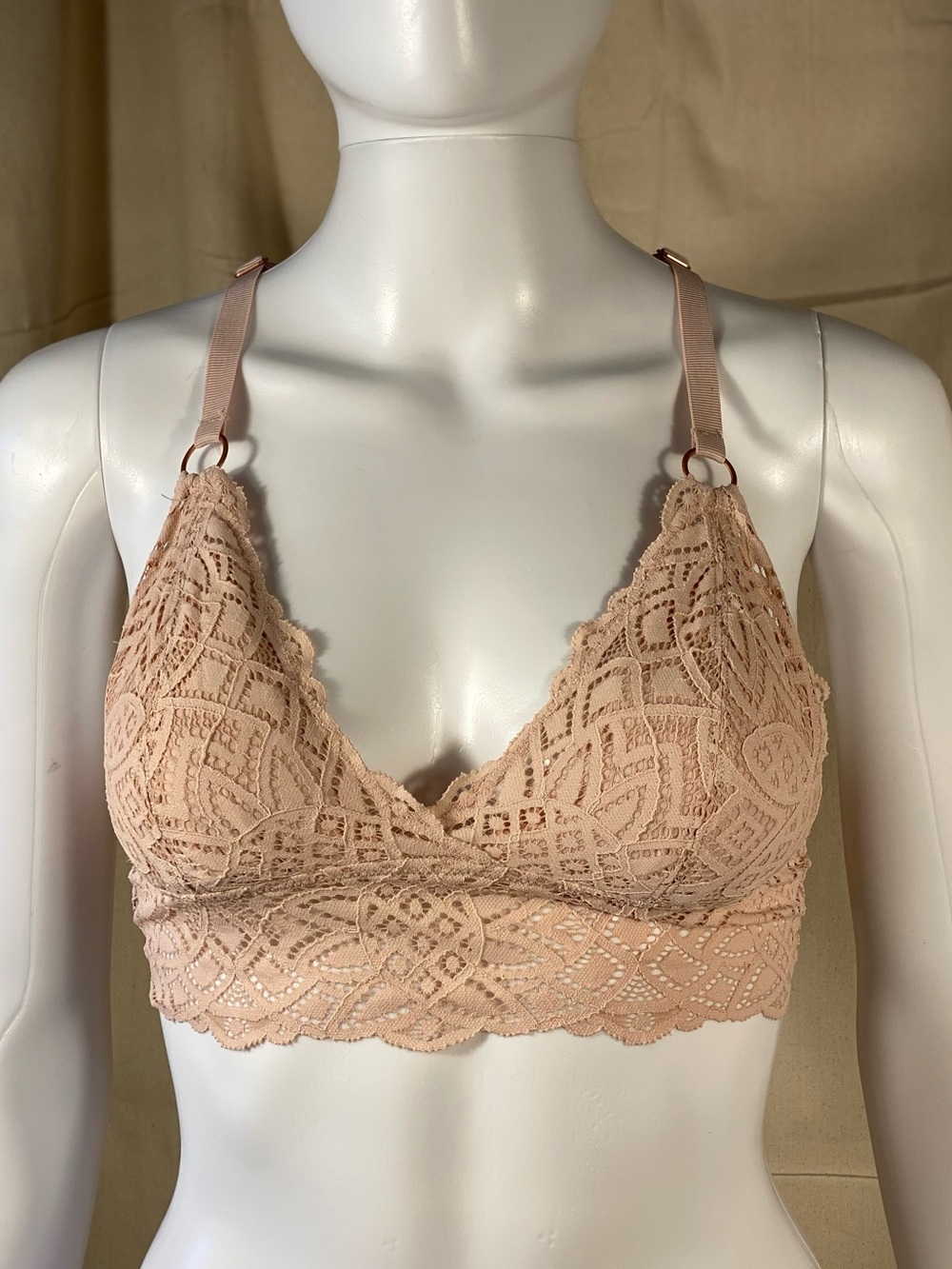 Aerie Far Out Lace Strappy Padded Plunge Bralette